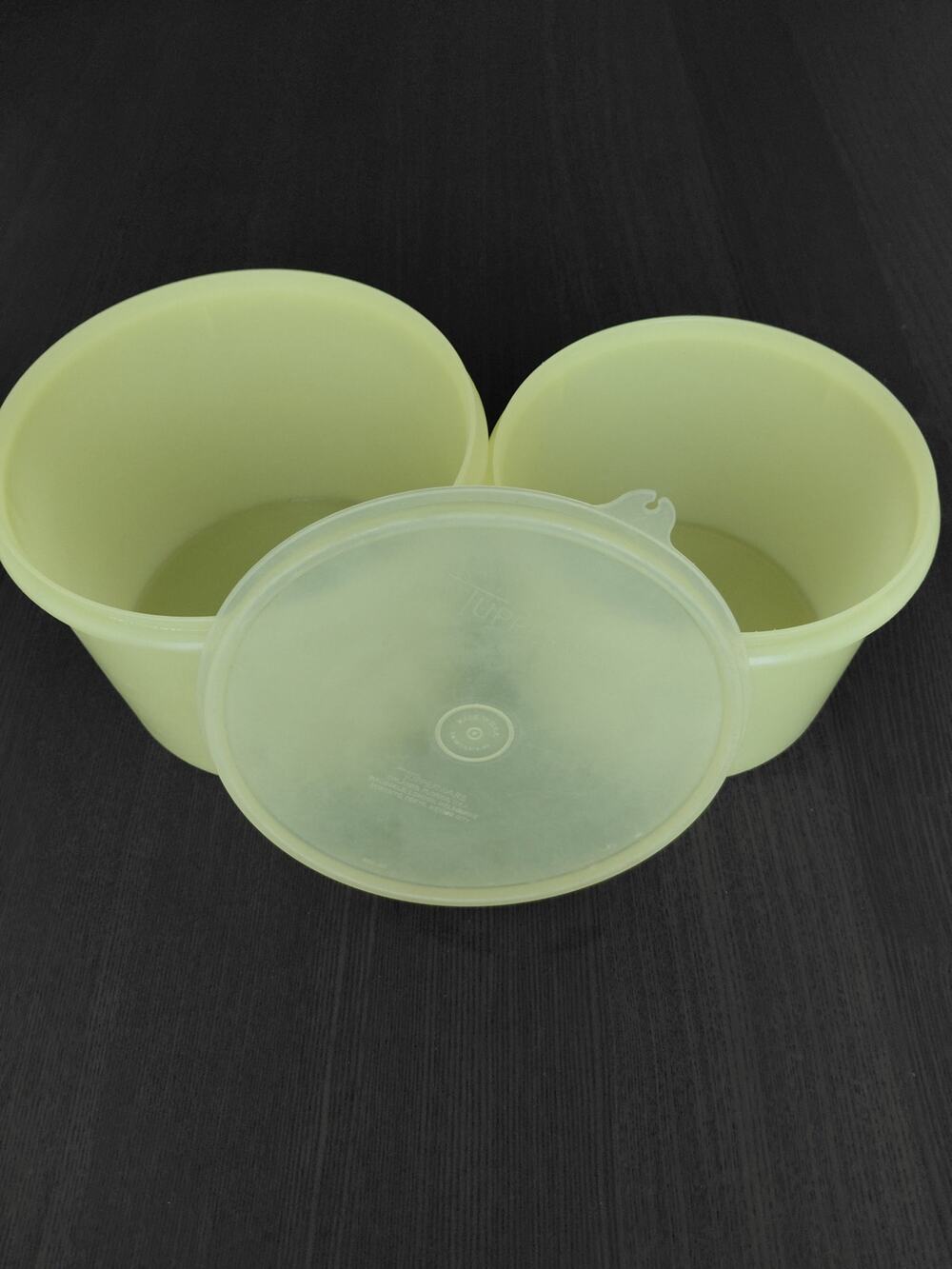 Vintage Tupperware Serve & Store 2 Compartment Canister Set Yellow with Lid